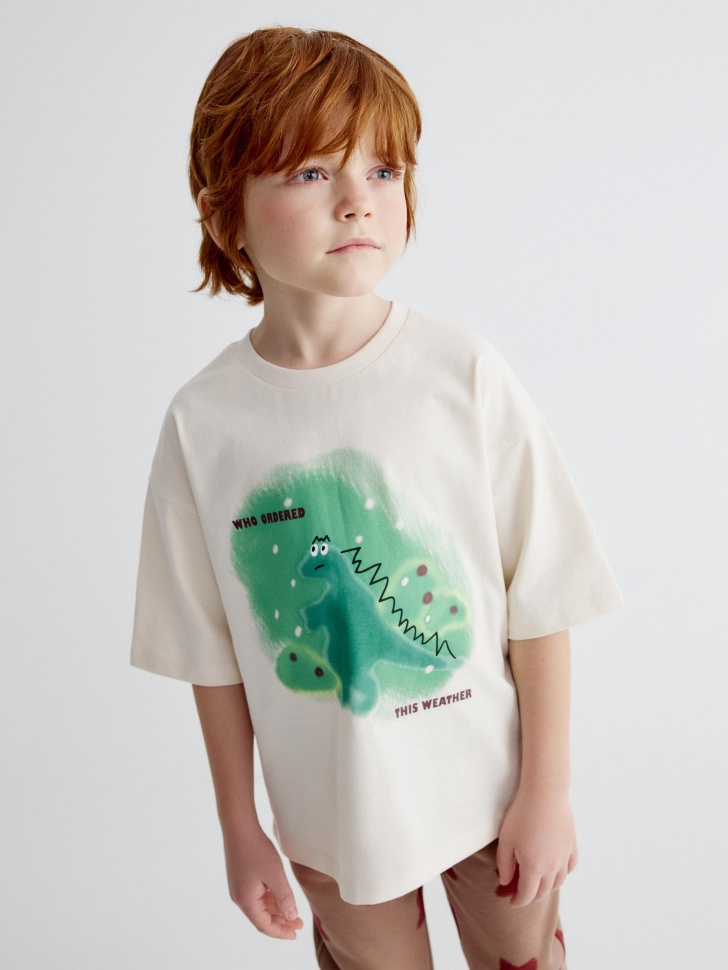 Футболка SELA оверсайз с принтом динозавра, арт. 38178