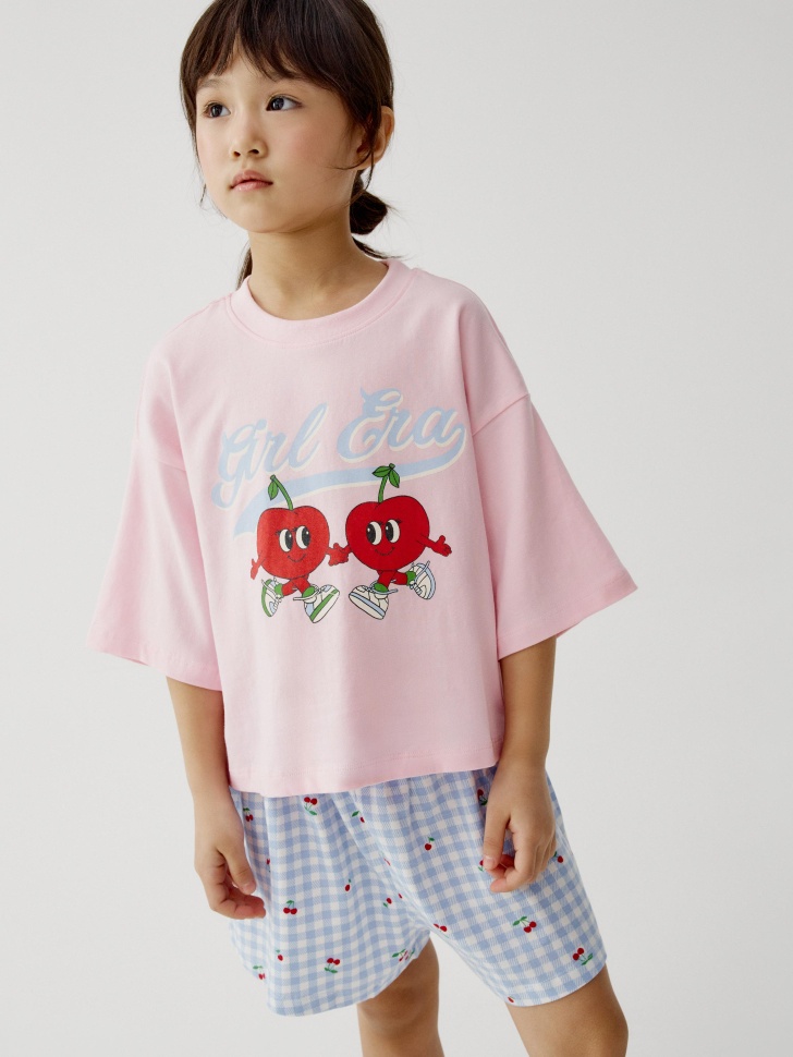 Пижама Sela для девочек с принтом, разноцветный, арт. 50269