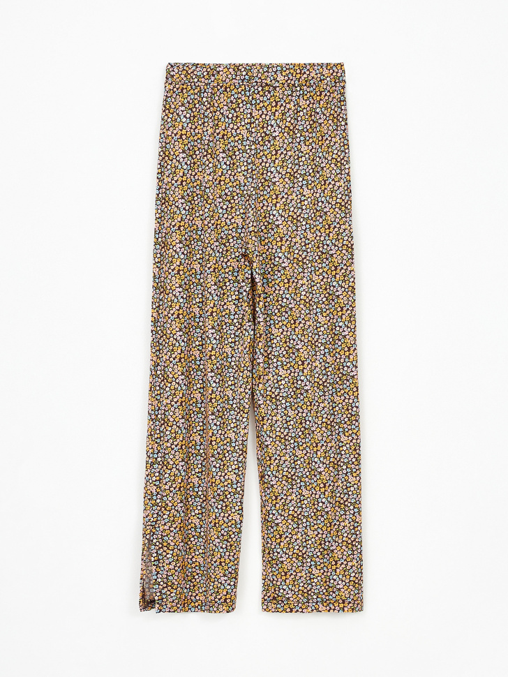 Широкие брюки с разрезами для девочек (бежевый, 164)
