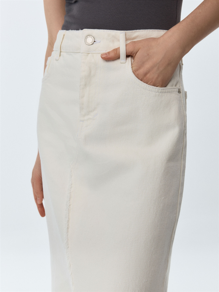 Джинсовая юбка макси с разрезом - фото 5