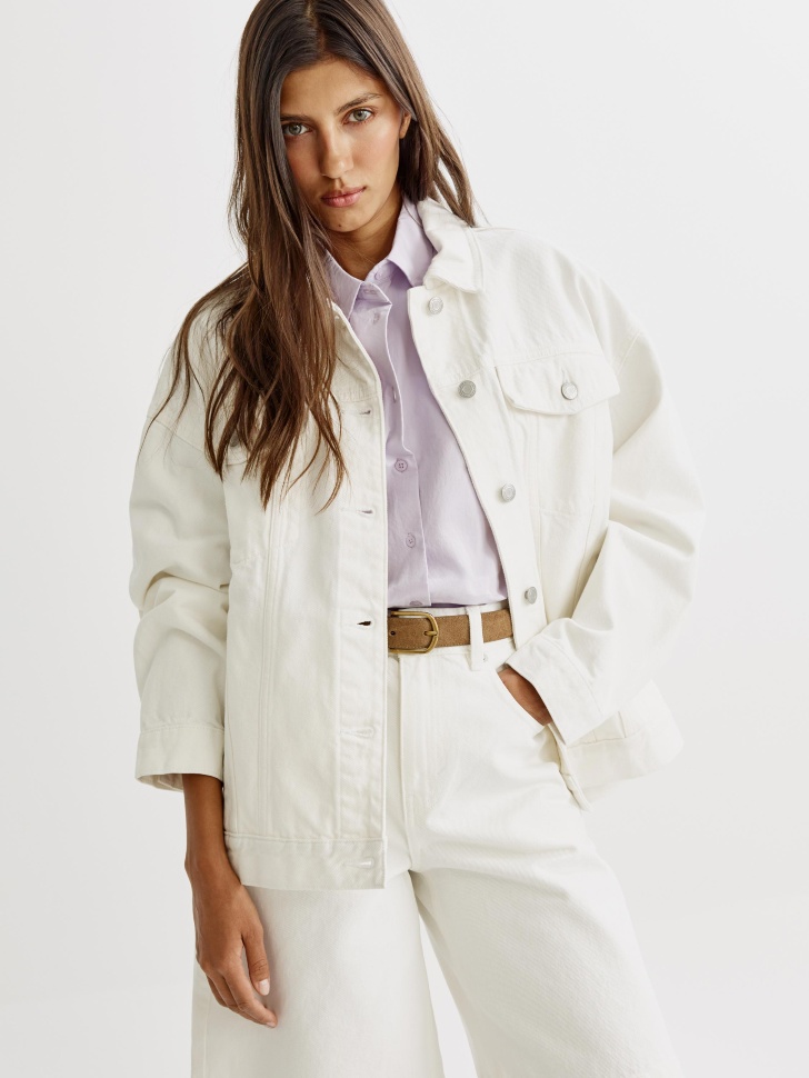 Джинсовая куртка оверсайз Sela, белый, арт. 43779