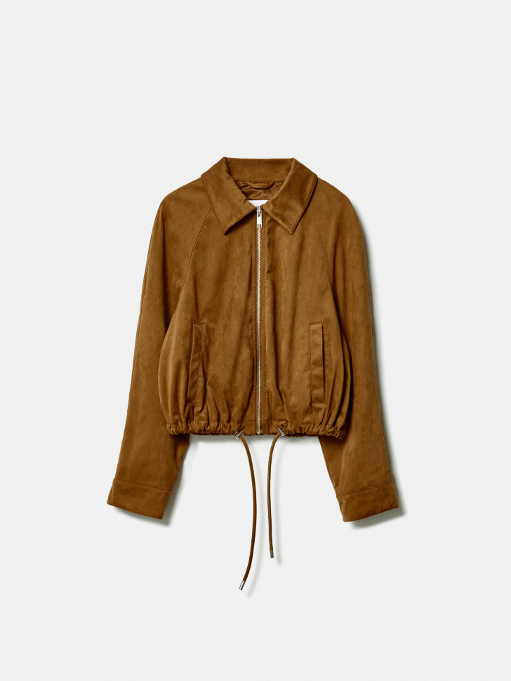 короткая куртка из искусственной замши из замши спереди