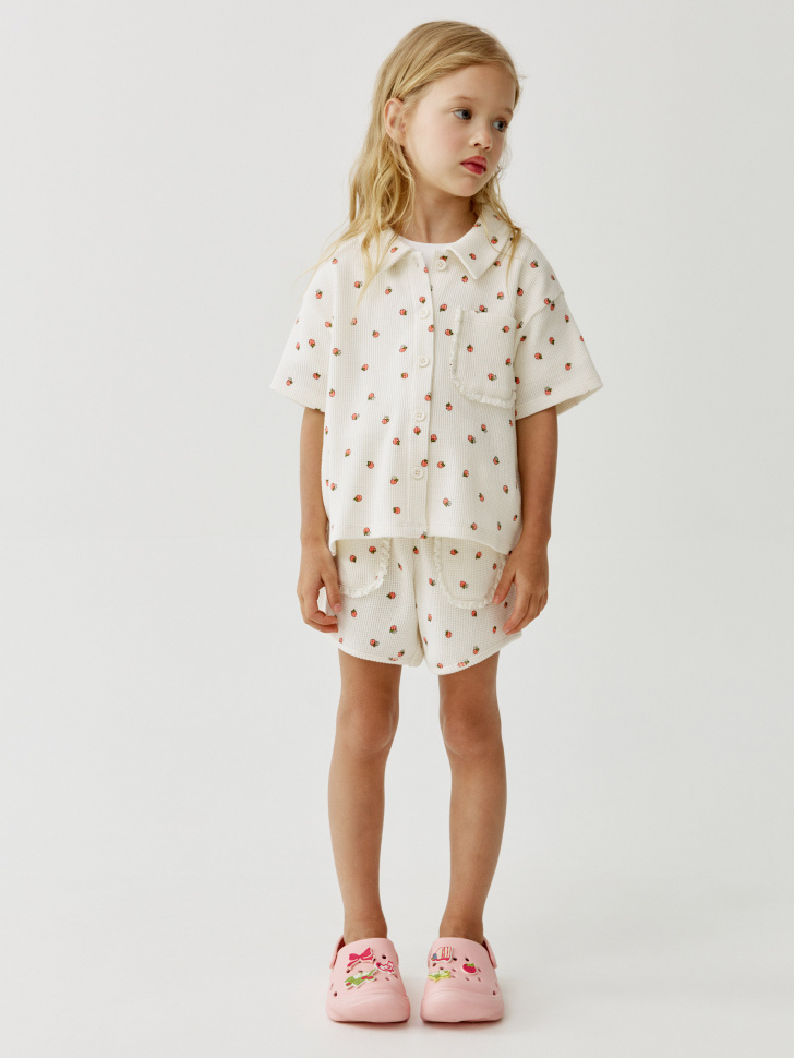 Шорты из вафельного трикотажа Sela, бежевый, арт. 53646