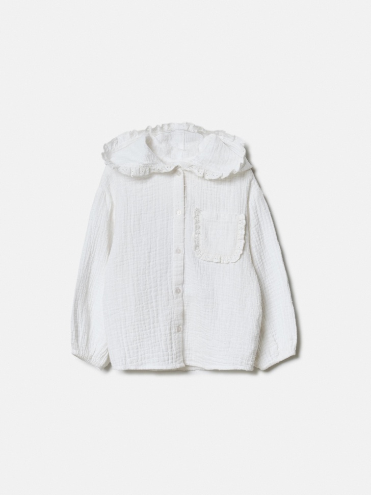 Рубашка из муслина с капюшоном SELA, белый, арт. 49862