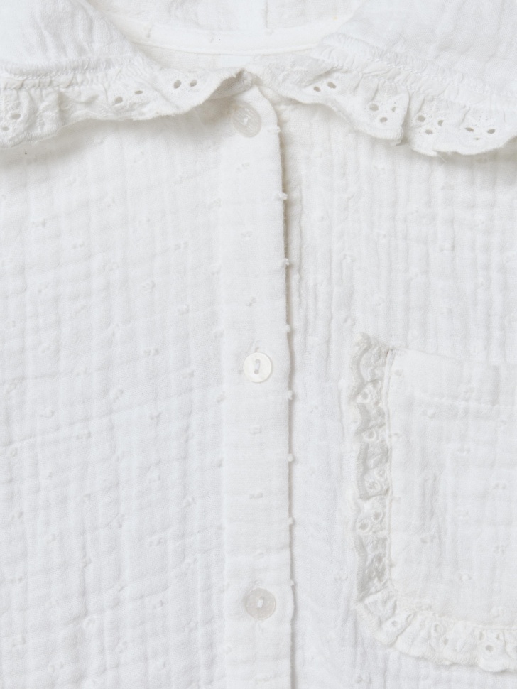 рубашка из муслина с капюшоном для девочек из хлопка спереди