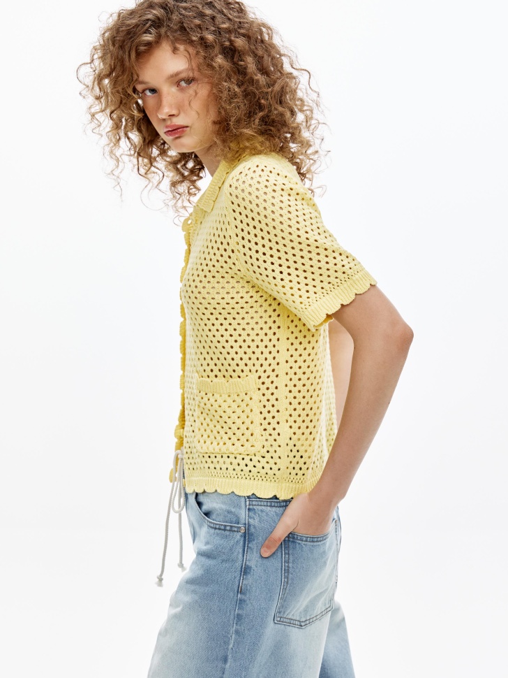 вязаный ажурный кардиган из линейки  young по цене 2999 руб вид справа