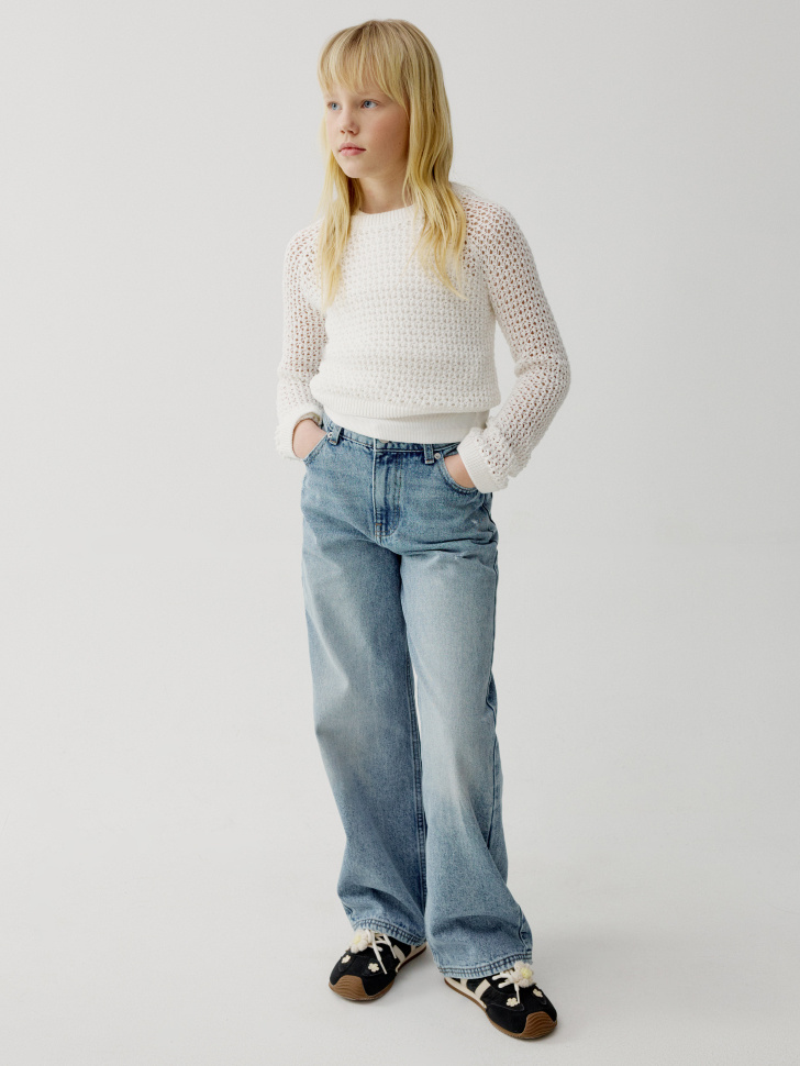 джемпер сетка со шнуровкой для девочек от бренда sela вид слева