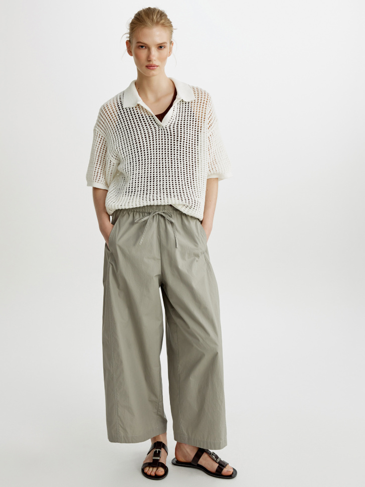 Широкие брюки-кюлоты Sela, зеленый, арт. 55021