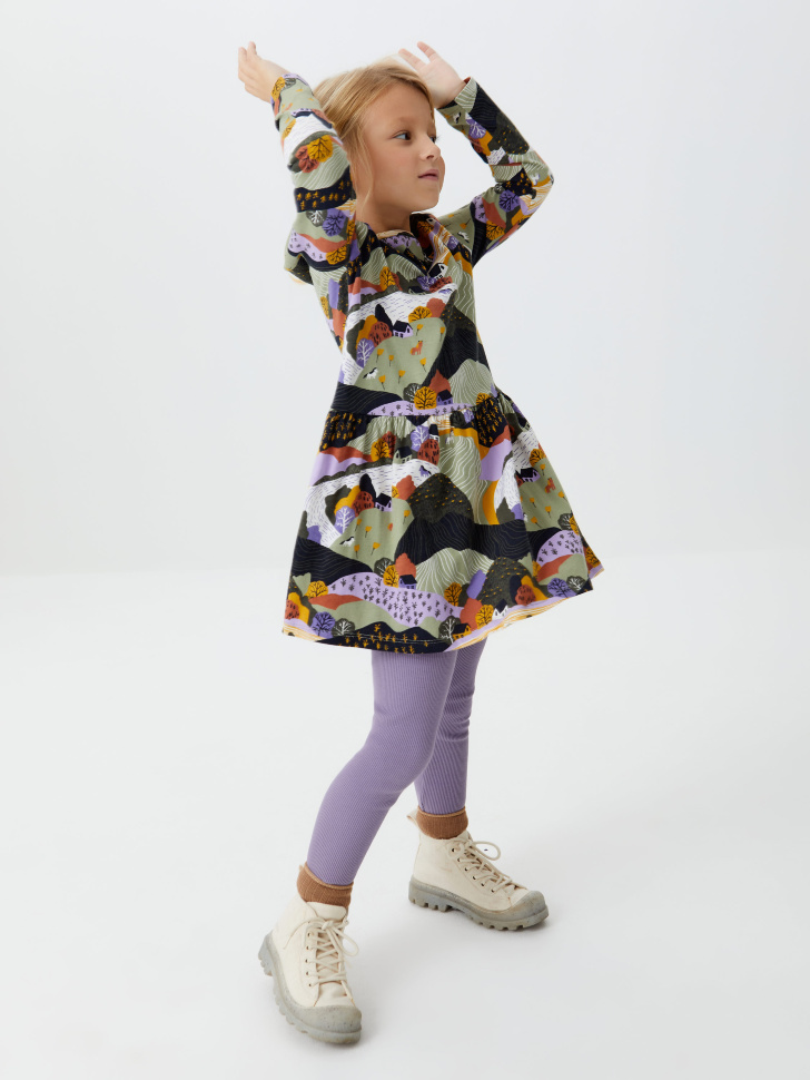 

Трикотажное платье с принтом для девочек, Принт