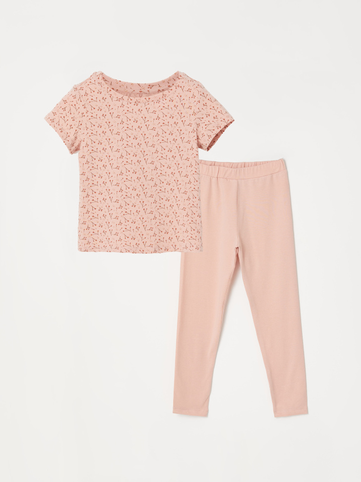 Пижама с принтом для девочек (розовый, 116-122)