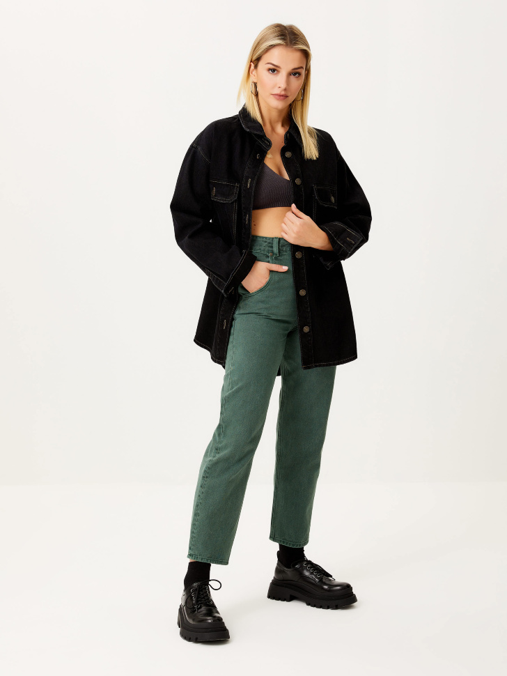 

Яркие джинсы Mom fit, Зеленый