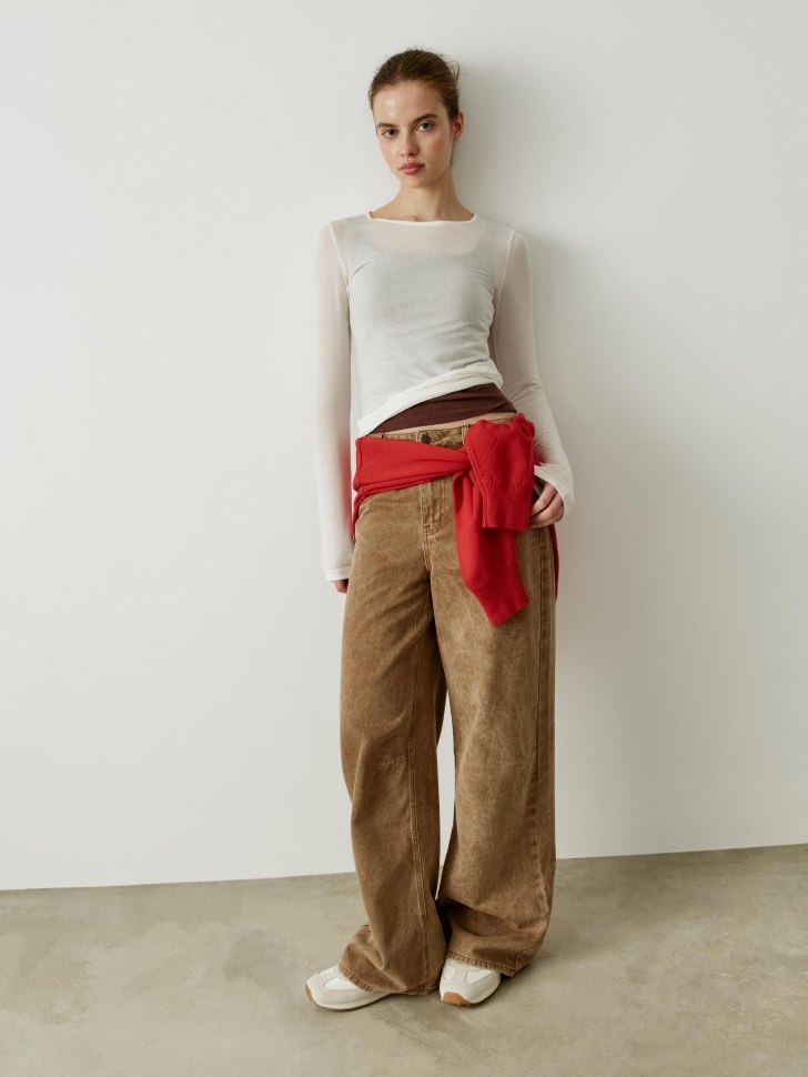 тонкий лонгслив с содержанием шерсти 4610517246684 по акции