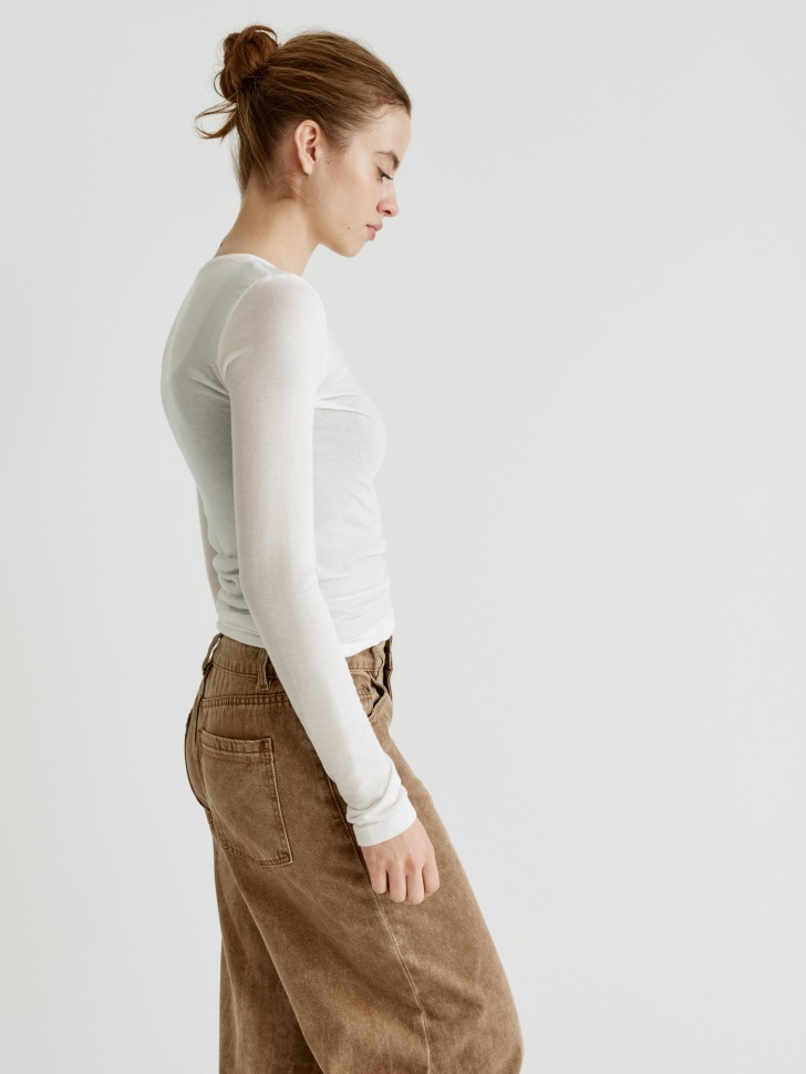 тонкий лонгслив с содержанием шерсти 4610517246684 купить с доставкой