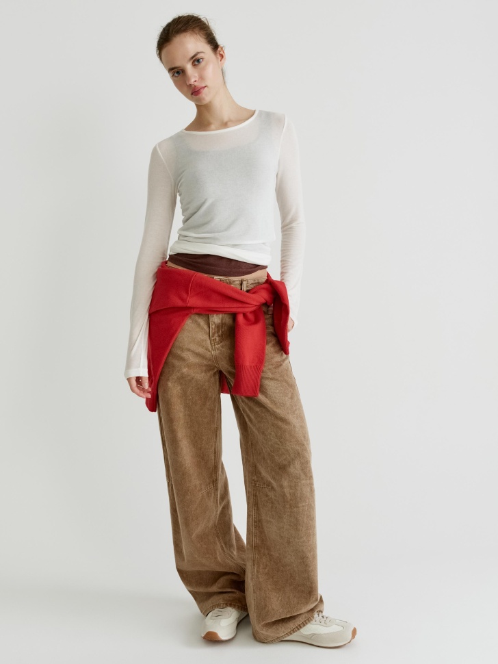 тонкий лонгслив с содержанием шерсти 4610517246684 по низкой цене