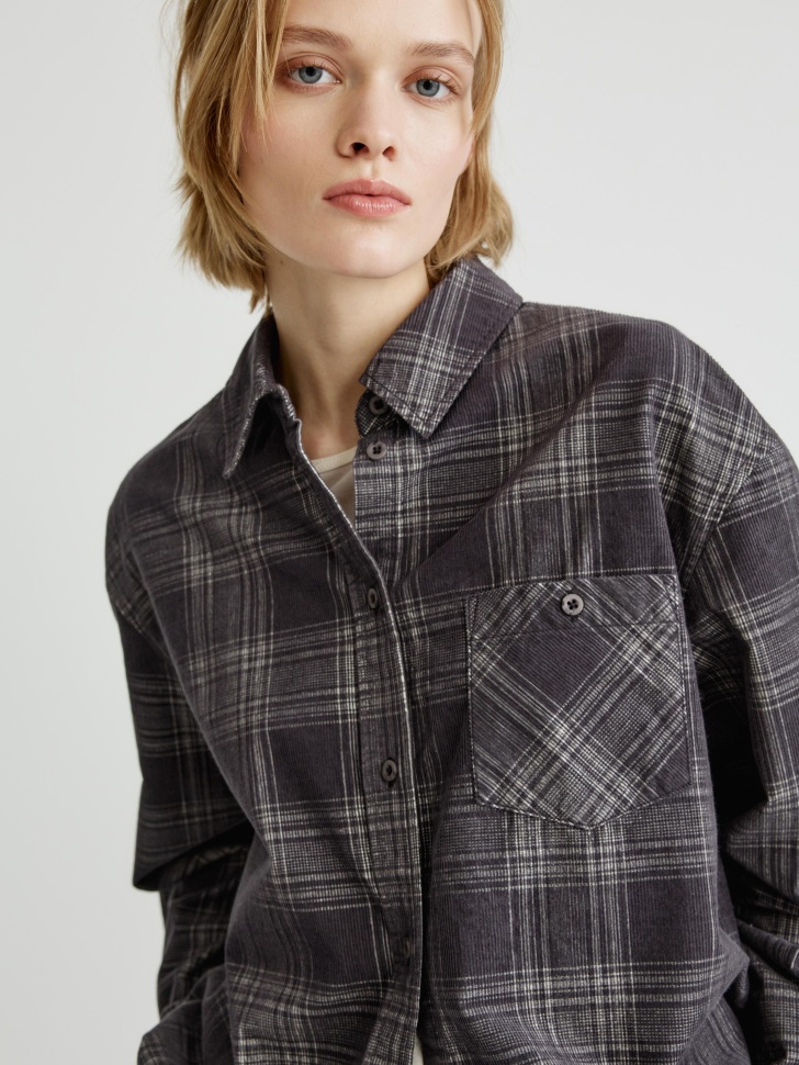 вельветовая рубашка оверсайз в клетку 4610517223760 в интернет магазине
