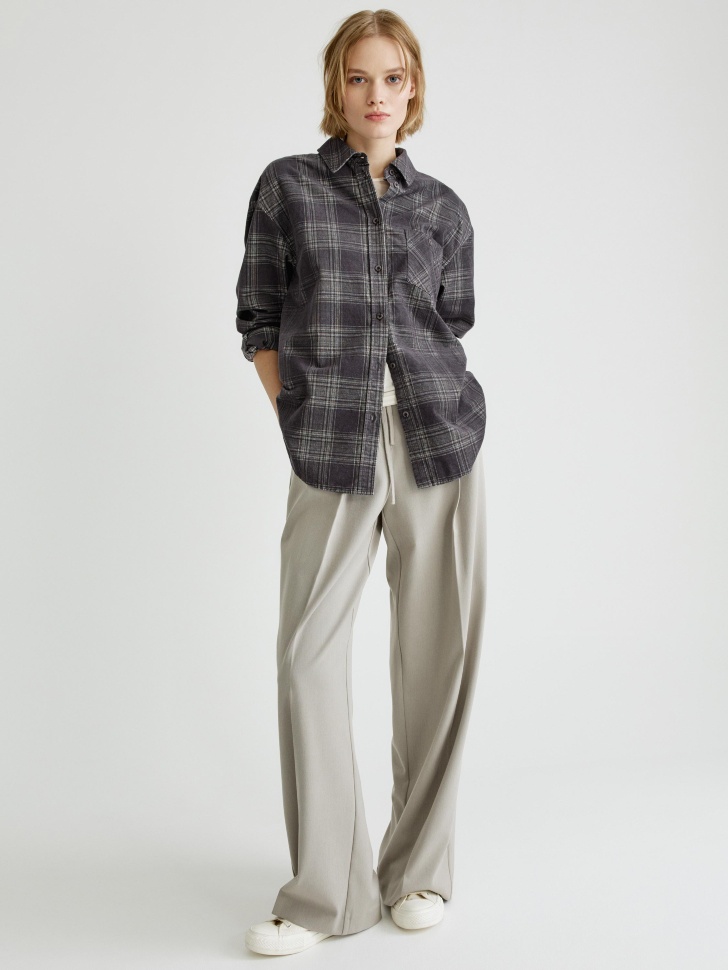 вельветовая рубашка оверсайз в клетку 4610517223760 купить с доставкой