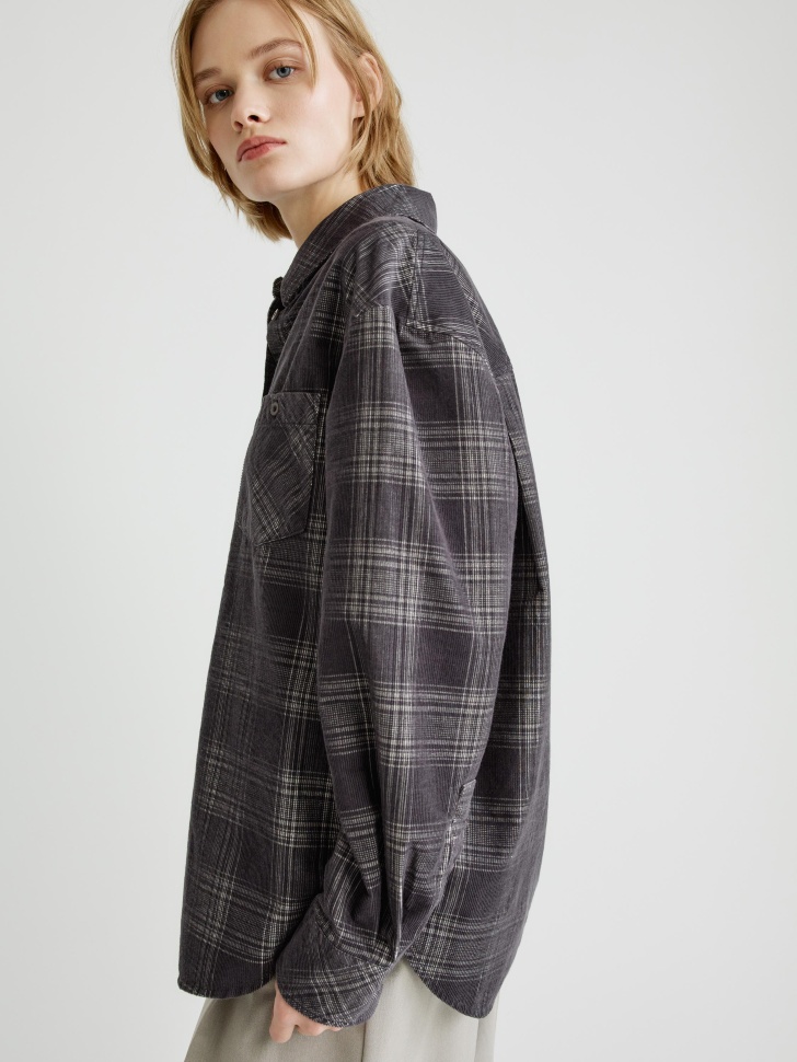 вельветовая рубашка оверсайз в клетку 4610517223760 по низкой цене