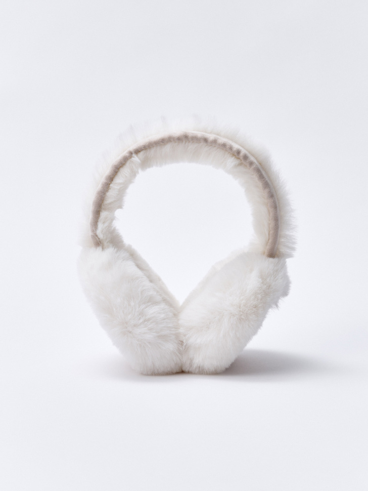 Утепленные меховые наушники Sela для девочек, белый, арт. 35815