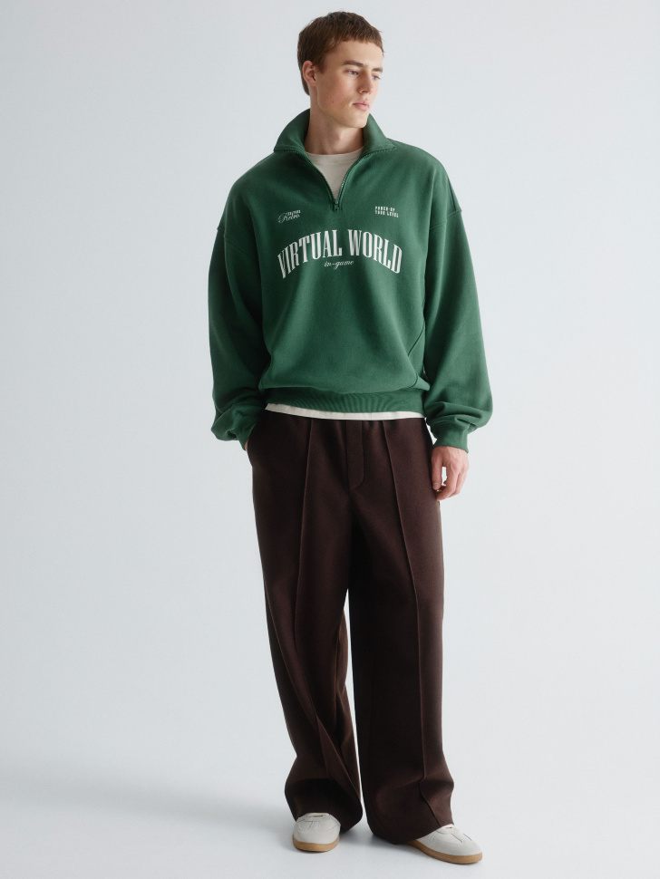 свитшот оверсайз с воротником-стойкой 4610517156426 по акции