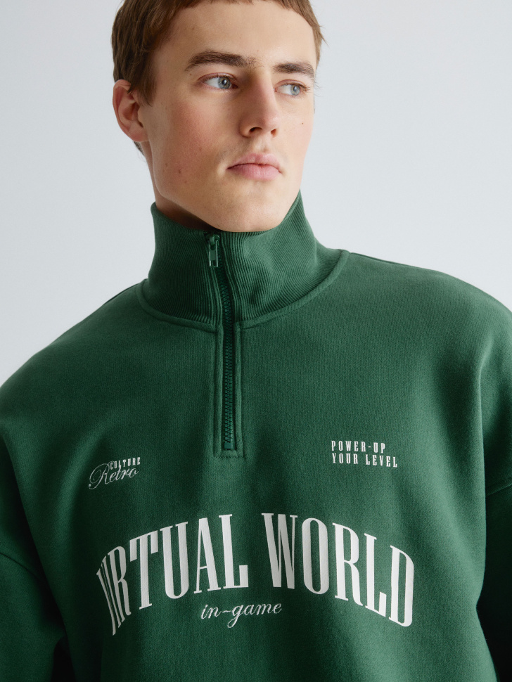 свитшот оверсайз с воротником-стойкой 4610517156426 в интернет магазине