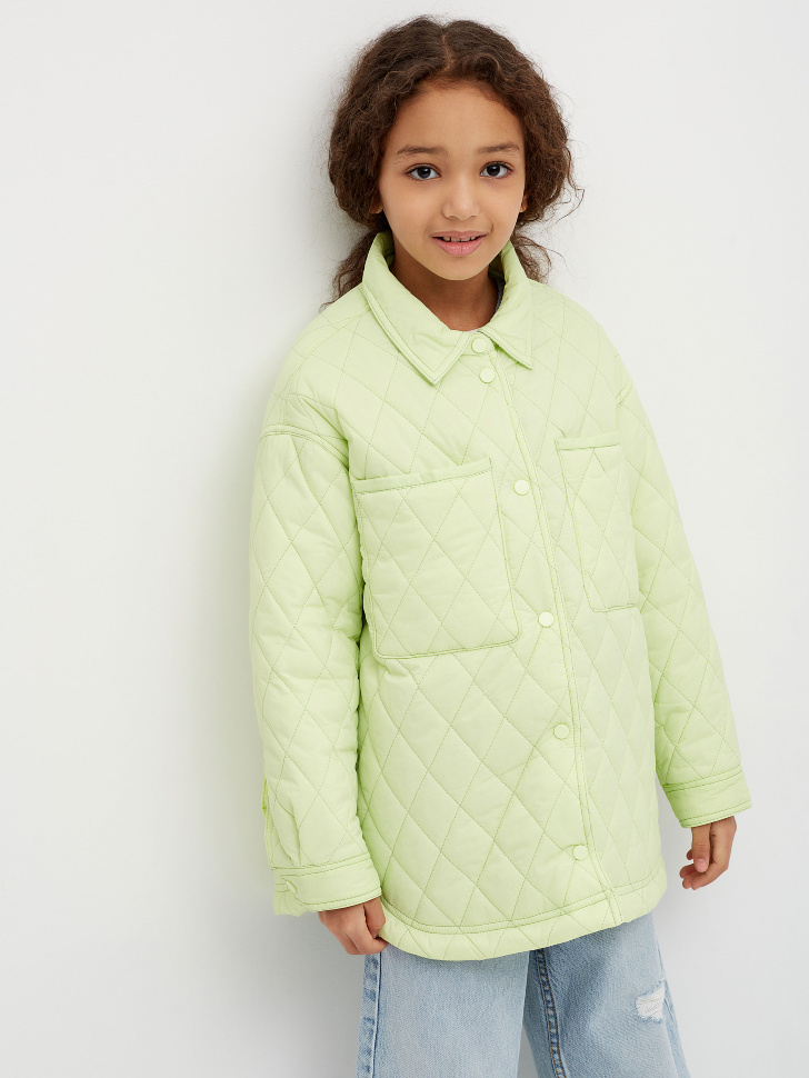 

Утепленная куртка-рубашка для девочек, Зеленый