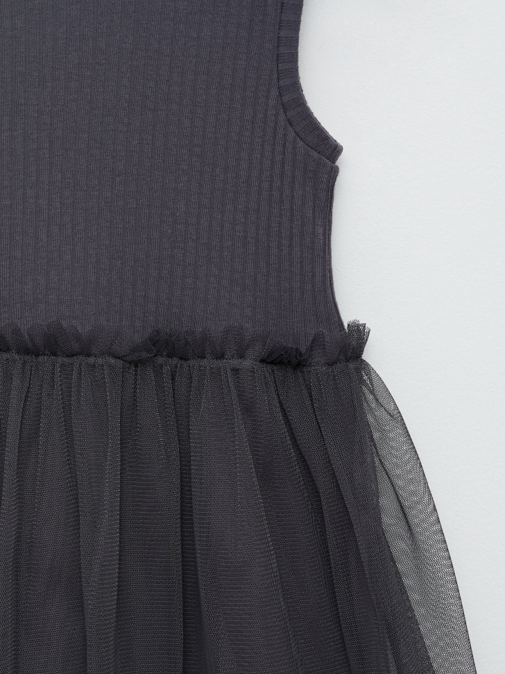 Платье с юбкой из сетки для девочек (серый, 104/ 4-5 YEARS) от Sela