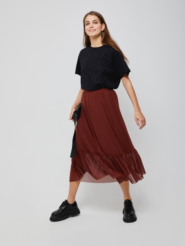 

Юбка миди из сетки, Коричневый