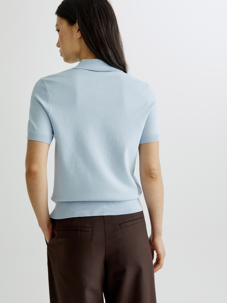 базовый джемпер-поло с коротким рукавом из россии вид сбоку