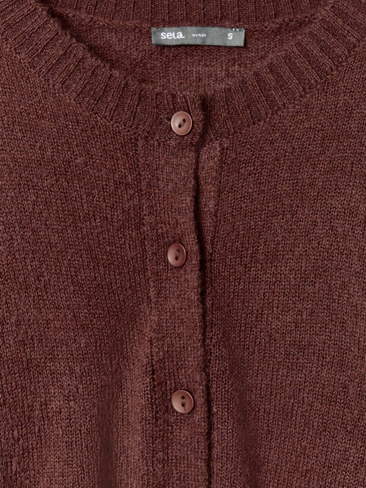 кардиган с содержанием шерсти из линейки  young от бренда sela вид слева