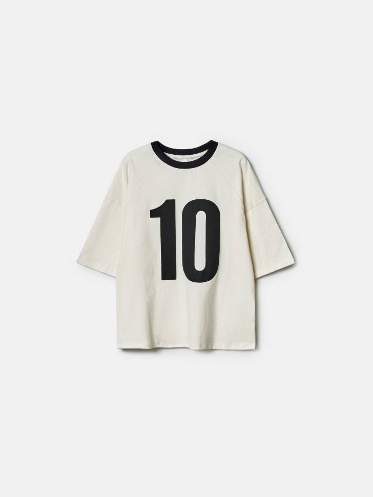 Футболка SELA оверсайз с принтом для мальчиков, бежевый, арт. 43338