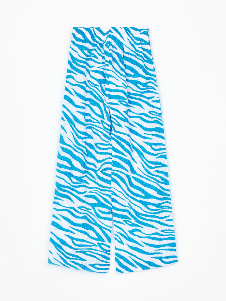 Широкие брюки с принтом для девочек (синий, 122) sela 4680168755484 - фото 4