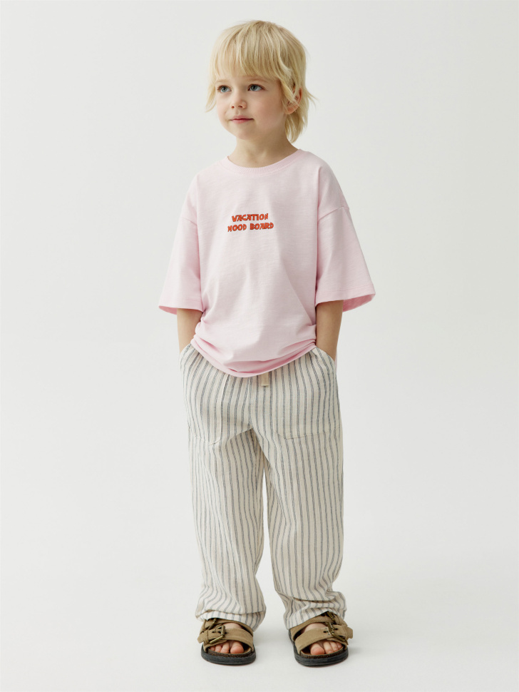 Хлопковые брюки в полоску Sela, серый, арт. 52631