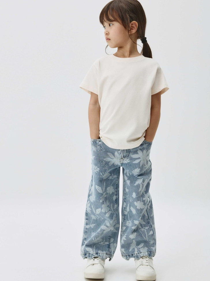 

Джинсы Wide leg с принтом для девочек