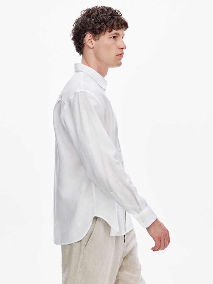 рубашка из 100% премиального льна из россии вид сбоку