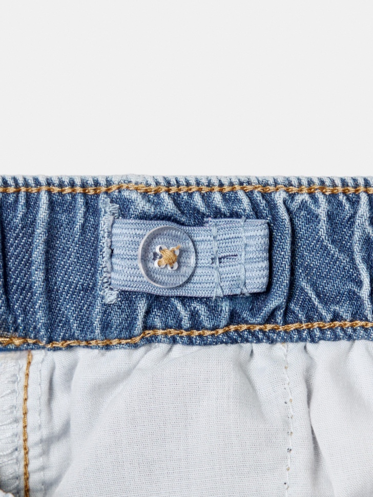 джинсовые шорты на резинке для мальчиков из хлопка спереди