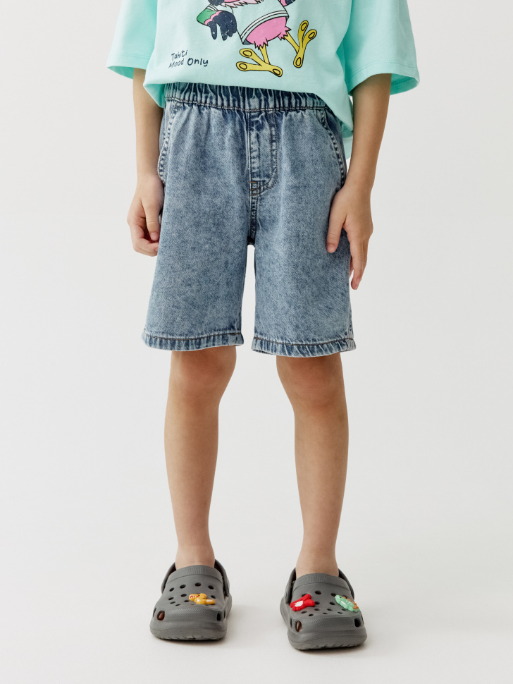 джинсовые шорты на резинке для мальчиков от бренда sela вид слева