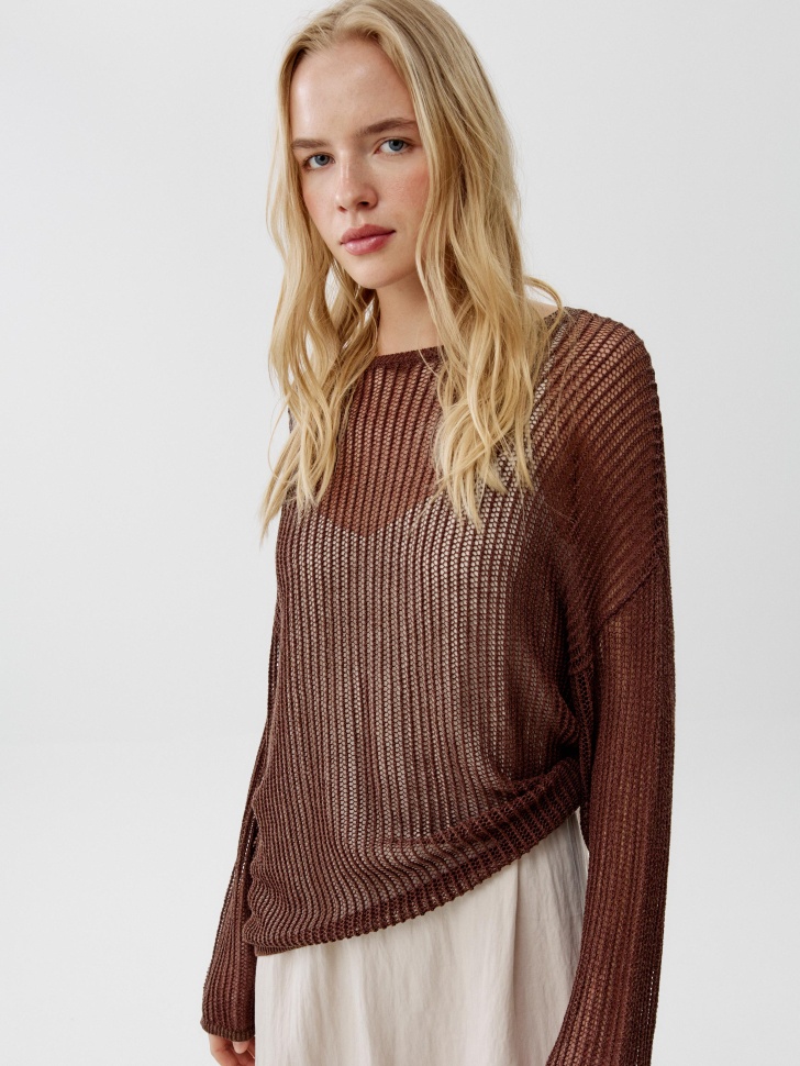 вязаный джемпер полупрозрачный с содержанием льна 4610517816061 фотография