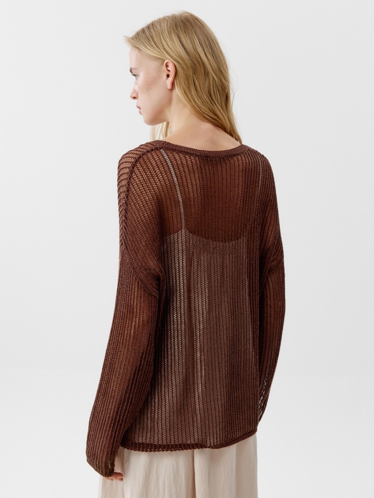 вязаный джемпер полупрозрачный с содержанием льна по цене 3599 руб вид справа