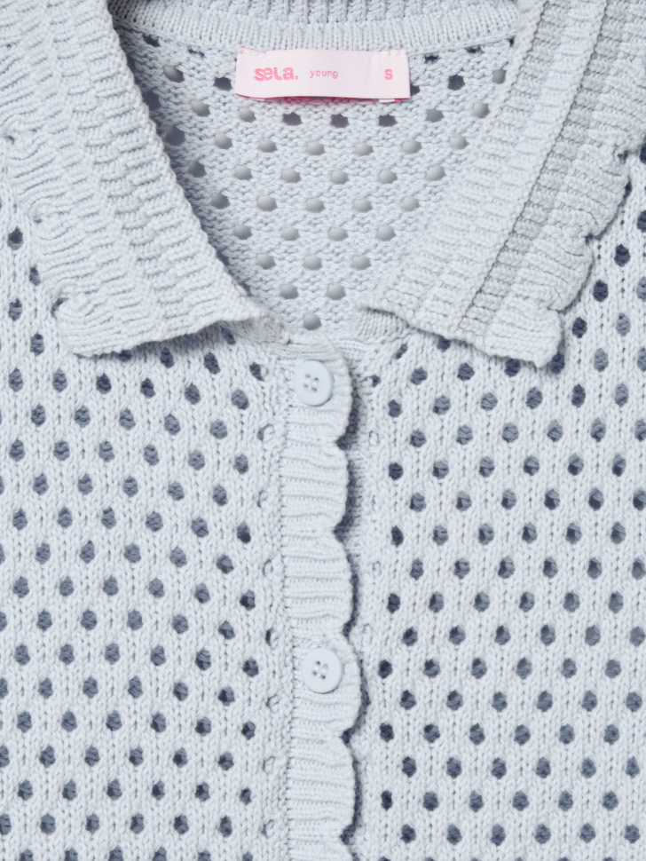 вязаный ажурный кардиган из линейки  young из проверенных материалов спереди