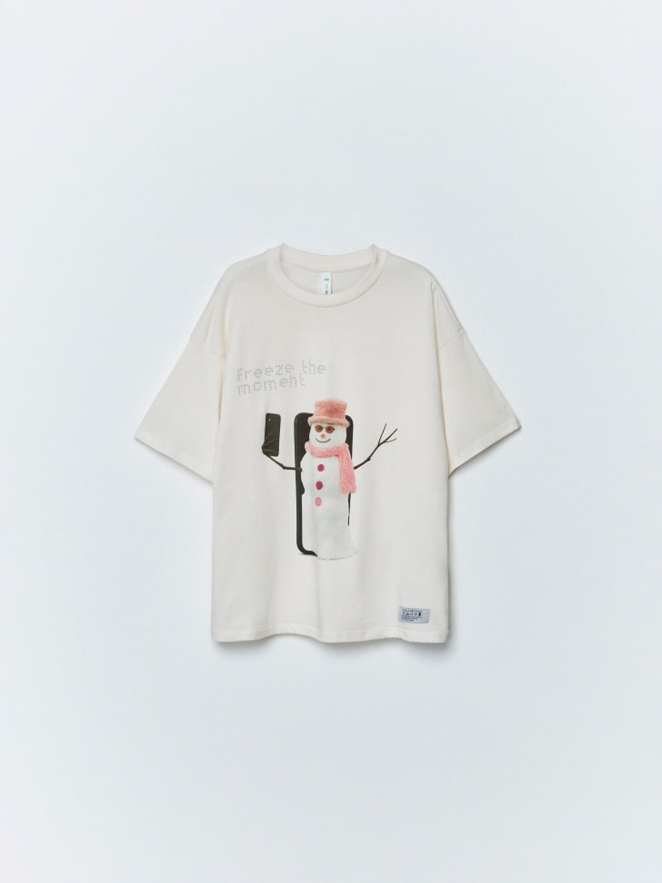 

Футболка оверсайз с принтом для девочек, SL5811050202