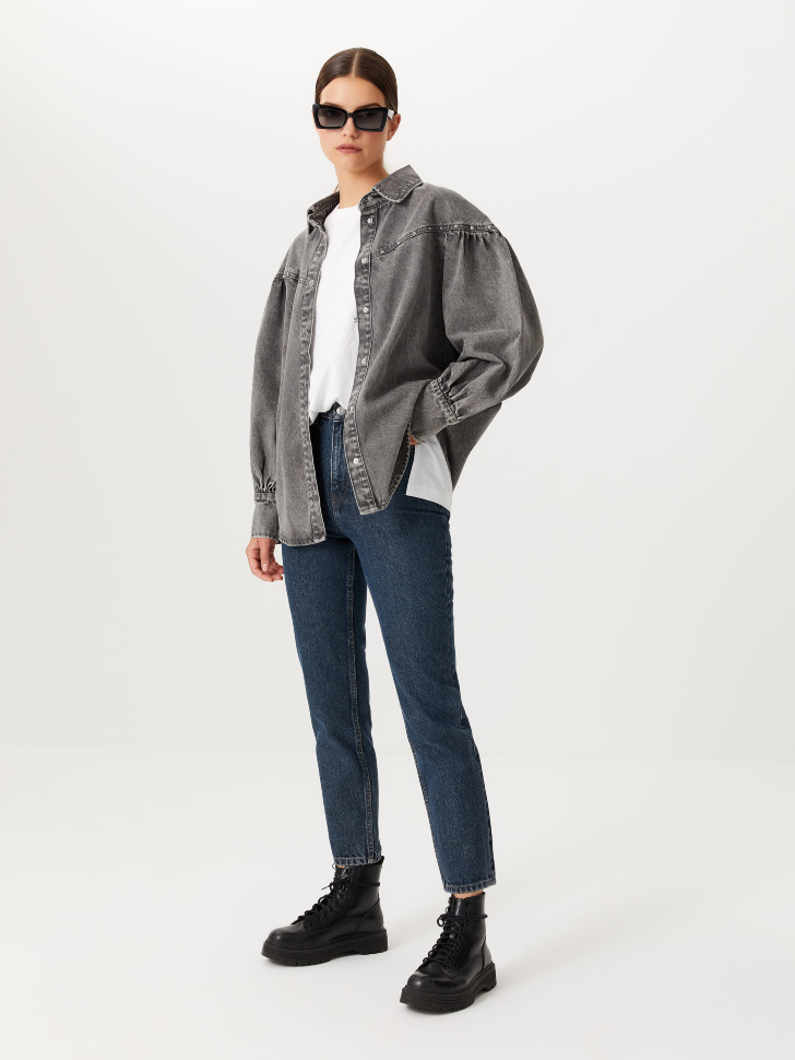 

Базовые джинсы mom fit, Синий