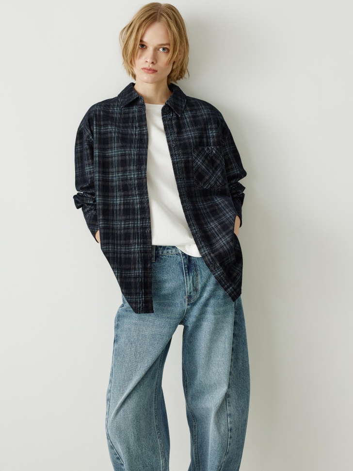 вельветовая рубашка оверсайз в клетку 4610517223562 фотография