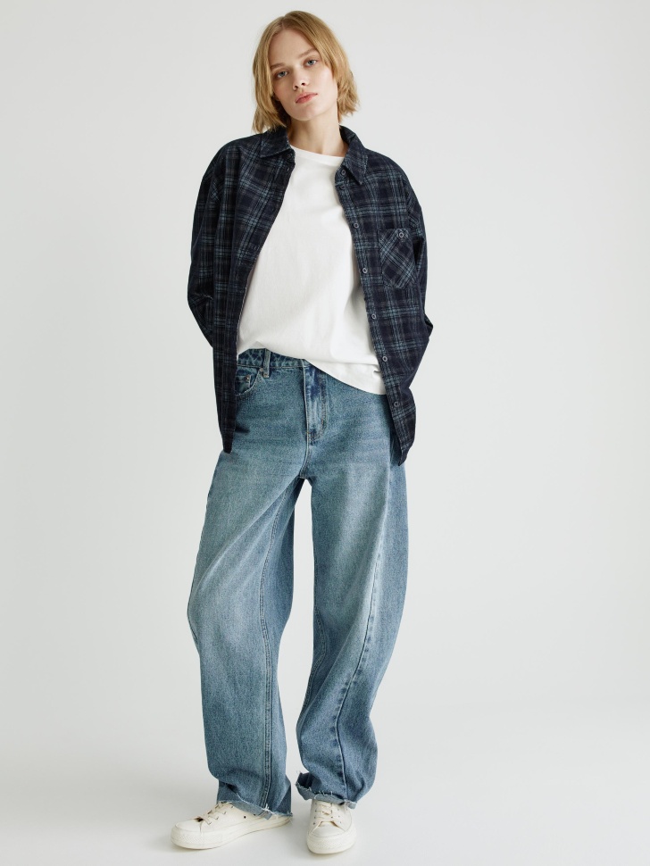 вельветовая рубашка оверсайз в клетку 4610517223562 по акции