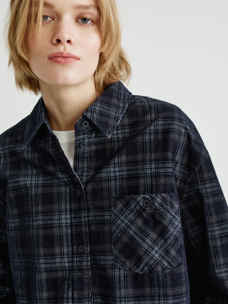 вельветовая рубашка оверсайз в клетку 4610517223562 в интернет магазине