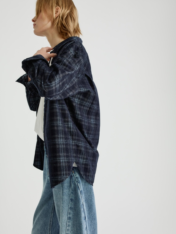 вельветовая рубашка оверсайз в клетку 4610517223562 купить с доставкой