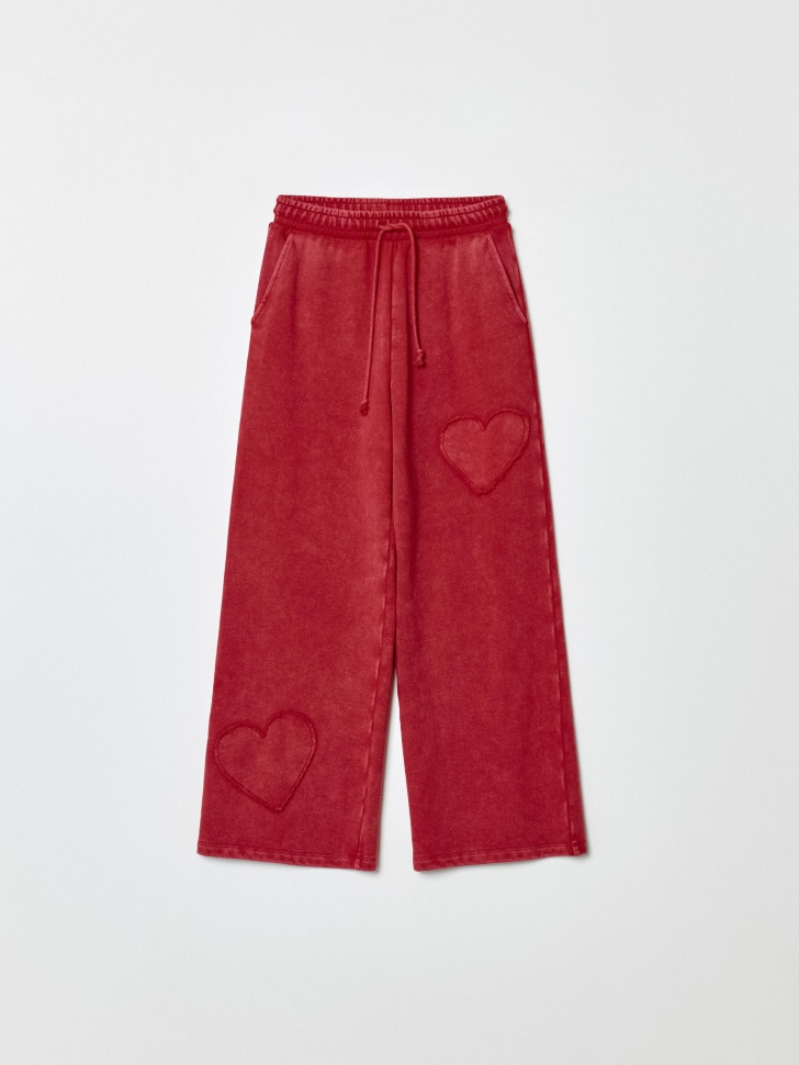 Брюки SELA для девочек с аппликацией, красный, арт. 35803