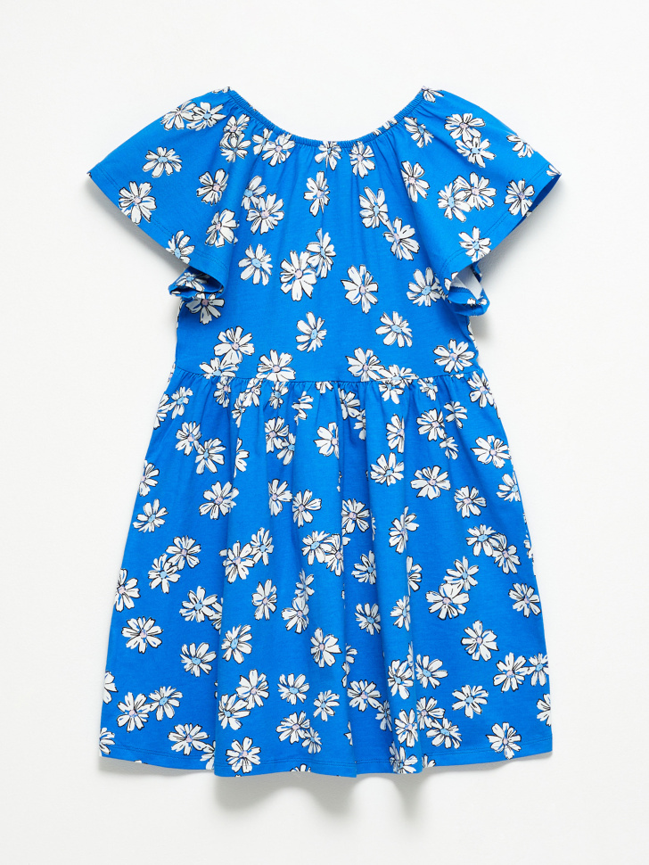Трикотажное платье с принтом для девочек (синий, 122) от Sela