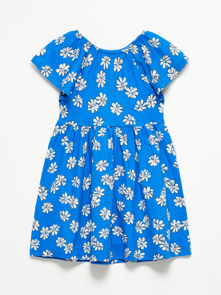Трикотажное платье с принтом для девочек (синий, 122) от Sela