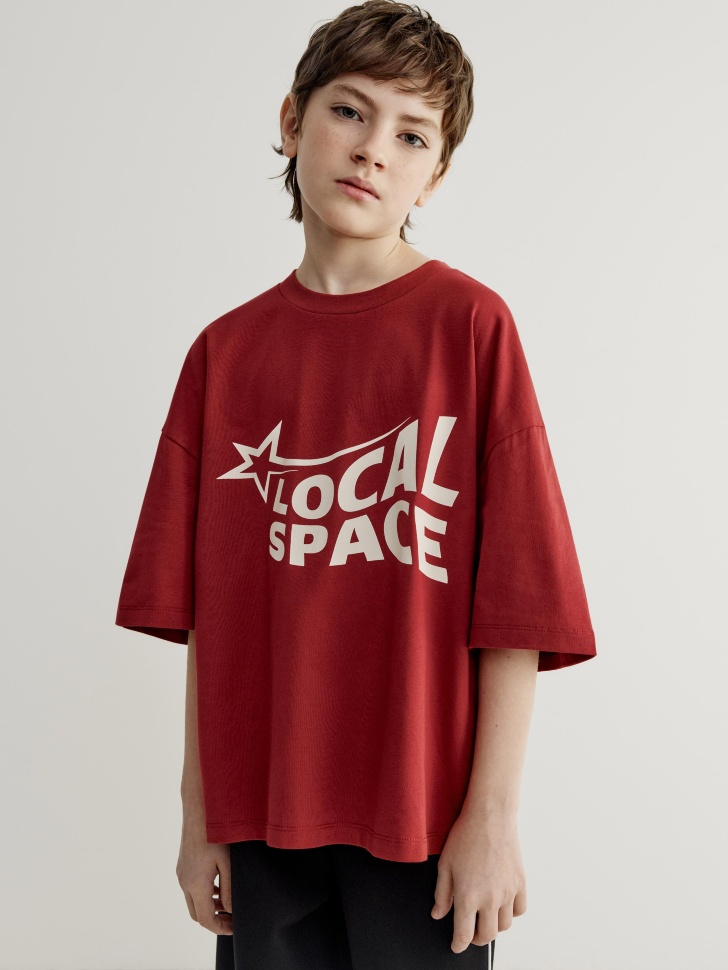 

Футболка оверсайз с принтом для мальчиков, SL6804070214