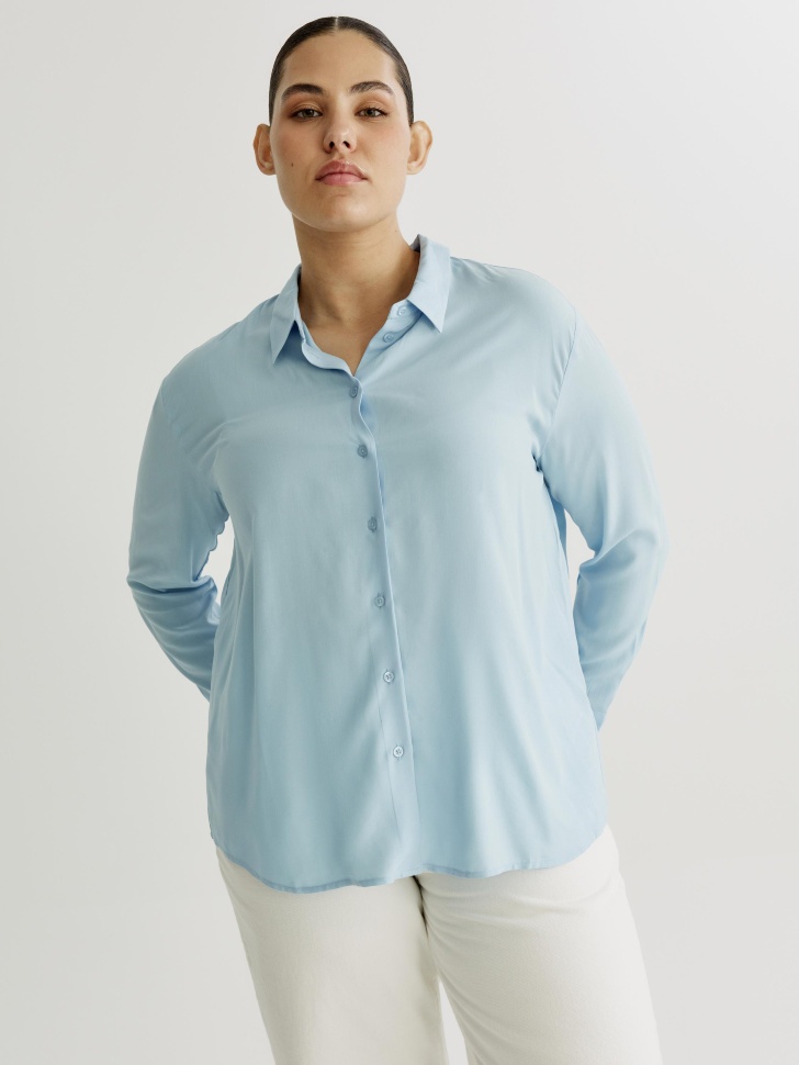 Рубашка Sela Классическая из вискозы, голубой, арт. 41651